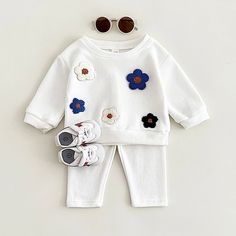 Cute White Sets For Fall, Cozy Playtime Sets For Fall, Cozy Cotton Sets For Fall, White Sweatshirt For Playwear In Fall, White Sets For Loungewear In Fall, White Fall Sweatshirt For Playwear, White Loungewear Set For Fall, White Sweatshirt For Fall Play, White Fall Sweatshirt For Play