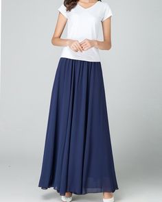 * A long skirt with elastic waist. * A-line shape and wide hem, can make you look more taller and slimmer. * Made of pearl chiffon and fully lined. * Can custom make waist size and skirt length. * Material: 100% polyester * Size: True to US size, US 0-US 20 are available, you can let us know your usual size and height in your order. * Shipping: Free shipping Processing time : 5-7 Business days Delivery time : 7-20 Business days Tracking number available If you need rush order or expedited shippi Chic A-line Maxi Skirt In Solid Color, Elegant Long Dress In Solid Color, Solid Color Dress With Flowy Flared Skirt, Casual A-line Maxi Skirt With Elastic Waistband, Chic Solid Color Gathered Maxi Skirt, Flowy Skirt Dress In Solid Color, Summer Floor-length Maxi Dress With Voluminous Skirt, Summer Maxi Dress With Voluminous Floor-length Skirt, Flowy A-line Maxi Skirt In Solid Color