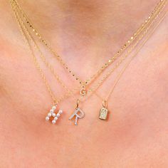 Diamond Initial Necklace, Necklace Extender, Tiny Diamond, Silver Pieces, Initial Charm, Favorite Rings, Buying Jewelry, Initial Necklace, Pave Diamonds