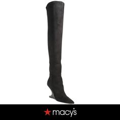 in stock Chic Knee-length Evening Boots, Elegant Over-the-knee Heeled Boots For Spring, Chic Fitted Boots For Cocktail, Chic Cocktail Boots, Chic Fitted Cocktail Boots, Fitted Knee-high Heeled Boots For Evening, Modern Black Fitted Knee-high Boots, Modern Fitted Black Knee-high Boots, Elegant Over-the-knee Boots For Spring