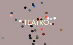 the word teairo is surrounded by multicolored circles on a gray background