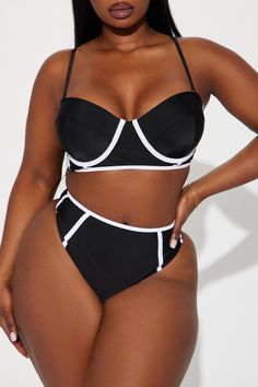 Available In Black/White. 2 Piece Bikini Underwire Top Adjustable Straps Bikini Bottom High Waist Cheeky High Leg Cut Full Stretch Final Sale Body: 85% Polyester 15% Spandex Lining/Gusset: 100% Polyester Imported | Classic Touch Underwire 2 Piece Bikini in Black/White size Large by Fashion Nova White Stretch Swimwear With Padding, White Padded Stretch Swimwear, Summer Black Partially Lined Swimwear, Underwire Partially Lined Swimwear For Swimming, Partially Lined Underwire Swimwear For Swimming, White Padded Underwire Swimwear, White Padded Swimwear For Pool, Padded White Swimwear For Pool, Partially Lined Black Swimwear For Beach