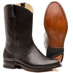 There's nothing like a real pair of Round Toe Cowboy Boots. The way they smell when you first get them, the smooth patina the worn leather shines, and best of all how only your foot fits in what seems to be the perfect fitting boot. Shaft Height: 9.84 in. Heel Height: 1.18 in. Classic Cowboy Boots, Round Toe Cowboy Boots, Boots Makeup, Classic Cowboy, Roper Boots, Travel Jewelry Case, Comfortable Boots, Makeup Bags Travel, Goodyear Welt