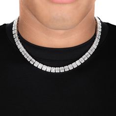 New Square Baguette Tennis links are now available with our VVS simulated diamonds which tested to ensure perfect clarity with an optimal price. 10mm features iced out the clasp and are handcrafted to perfection. Tennis Chain, Jewelry Show, Real Gold, Baguette, Silver Chain, Tennis, Diamonds, White Gold, Square