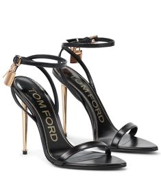 Featuring lock charms at the ankle fastenings that complete the narrow metal stiletto heels, the aptly-named Padlock sandals from Tom Ford will imbue cocktail-ready looks with a tough-luxe twist. Made from leather, the pair is open-toed and secures with classic buckle fastenings. | Tom Ford Padlock leather sandals Tom Ford Heels, Tom Ford Shoes, Black Toms, Heels Classy, Ankle Straps, Designer Heels, Heeled Sandals, Black Heels, Cute Shoes