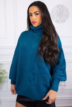 This super cozy sweater is a must have to keep you warm while also stylish Mid weight Cable Knit Loose Fit Balloon Sleeves Chunky turtleneck Long sleeves stunning detail fabric Fits true to size Model is wearing a size small Total body length: 26” chest 50 approximately. 100% Acrylic Chunky Turtleneck, Loose Fit Sweater, Cozy Sweater, Total Body, Balloon Sleeves, Cozy Sweaters, Turtleneck Sweater, Cable Knit, Must Haves