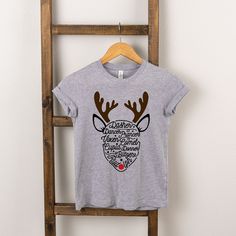 Looking for a cute tee for your kids? We have the perfect Rudolph Reindeer Names graphic tee addition to their closet! Reindeer Names, Rudolph Reindeer, Reindeer, Heather Grey, Graphic Tee, Short Sleeve Tee, Top Shirt, Graphic Tees, Top Outfits