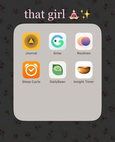 an iphone screen with the text that girl on it and various icons in different colors