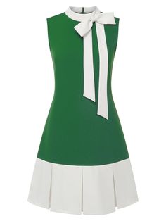 30-70% OFF✓ Fast Shipping✓Elegant and playful, this green 1960s crew bowknot sleeveless dress adds vintage charm. 1960 Casual Outfits, 60s A Line Dress, Twee Dresses, Dress Scrubs, 60s Outfits For Women, Color Block Clothes, Old Fashioned Dresses, Dresses To Sew, Cute Vintage Dresses