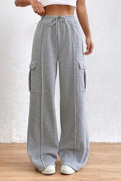 Drawstring High Waist Pants - Sydney So Sweet Cargo Sweatpants, Mode Chic, High Waist Pants, Cotton Bottoms, Dress Sewing, Loose Pants, Sweat Pants, Drawstring Pants, Waist Pants