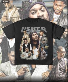 Usher Shirt - 90s Vintage X Bootleg Style Rap Tee Bootleg Tshirt, Christian Clothing Brand, Geek Design, Hip Hop Art, Rap Tee, 90s Inspired, 90s Vintage, Unique Print, Artistic Designs