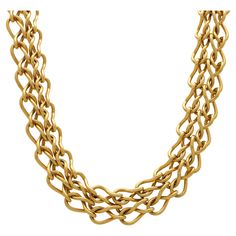 A beautiful Cartier chunky twisted necklace set in 18k yellow gold. The necklace is composed of a number of infinity style polished twisted links and sits beautifully once on the neck. The necklace feels fabulous to wear and due to the design could easily be worn by itself as a standalone piece or stacked up amongst other jewellery. Because each aspect within the necklace is an individual link once on, we see these lovely grooves in the necklace which has a beautiful effect and emphasizes the co Twisted Necklace, Gold Link Necklace, Twisted Chain, Gold For Sale, Solitaire Pendant Necklace, Jewellery Uk, Cushion Cut Diamonds, Diamond Drops, Solitaire Pendant