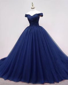 Moon Quince, Tulle Quinceanera Dresses, Off The Shoulder Dresses, Black Dress Style, Dama Dresses, Black And Blue Dress, Tulle Balls, Cape Wedding Dress, Blue Ball Gowns