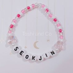 Bts Jewellery, Bts Bracelets, Concert Freebies, Bts Craft, Kpop Bracelet, Bts Bracelet, Beaded Name Bracelet, Concert Gift, Concert Ideas