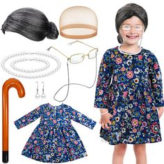 a doll with glasses, dress and accessories for her to wear on the day she was born