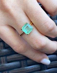 Natural Colombian Emerald-Cut Emerald(Beryl) 14k Solid Gold (Rose Gold (RG), and Yellow Gold (YG), White Gold (WG) are Available) ✿ Approximate Emerald Dimension: 7.5mm x 8mm ✿ Approximate Emerald carat weight: 1.60Ct - 2.5Ct ✿ Approximate Ring width: 1.5mm Important to note ◆ APPRAISAL CERTIFICATE If you like to get a appraisal certificate for your ring please make your request through this listing below: You can add this to your card while you are placing your order, so your ring will come wit 14k Gold Gia Certified Rings With May Birthstone, Princess Cut Emerald Ring With Diamond Details, 14k Gold Green Diamond Princess Cut Ring, Princess Cut Green Diamond Ring In 14k Gold, Green Princess Cut Diamond Ring In 14k Gold, 14k Stamped Emerald Round Cut Gift Ring, 14k Gold Gia Certified Emerald Ring Gift, 14k Gold Green Diamond Cut Ring, 14k Gold Green Diamond Ring With Diamond Cut