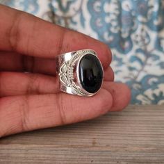 NOTE : WE USED NATURAL GEMSTONES , SO STONE  MAY BE LITTLE DIFFERENT .This  is a listing  of Black onyx Boho Adjustable  Sterling Silver Ring..# Material -  Silver 925 # Gemstone - Black Onyx# Ring Size - Available in all Size # Stone Color - Black# Stone Shape  - Oval# SKU -  147 Handmade Crafting Bezel Ring - This style has bezel style . it will look beautiful when you wear it .. Thanks for visiting our shop ...  favorite our shop for daily updates ... Black Bohemian Gemstone Jewelry, Black Onyx Jewelry With Large Stone, Unique Black Crystal Ring In Sterling Silver, Black Crystal Gemstone Ring For Gift, Black Crystal Ring With Gemstone For Gift, Black Gemstone Rings For Jewelry Making, Unique Black Crystal Gemstone Ring, Black Ring With Large Stone For Gift, Black Rings With Large Stone For Gift