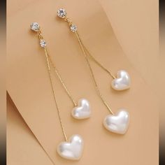 This Unique Pair Is A Wonderful Addition To Your Wardrobe And Your Style; Sure To Get Lots Of Compliments! Great For Valentine’s Day Or Anytime! Gsumpk50c00jn3m White Heart Drop Earrings For Party, Elegant Heart Dangle Earrings For Party, Elegant Dangle Heart Earrings For Party, Elegant Party Heart Dangle Earrings, Elegant White Heart Earrings With Heart Charm, White Double Heart Jewelry For Party, White Heart Charm Earrings For Party, Boho Drop Earrings, Moon Studs