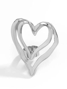 a silver ring shaped like a heart