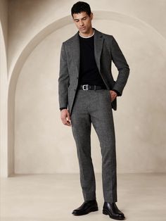 Modena Tweed Suit Pant | Banana Republic Suits For Tall Men, Formal Pant Shirt, Grey Suit Men, Fall Suit, Blazer Outfits Men, Charcoal Suit, Classy Suits, Tweed Suit, Mens Work Pants