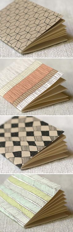 four different types of patterned papers on a table