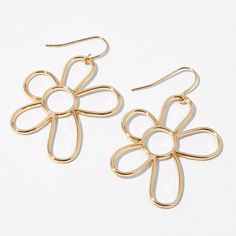 Give yourself flowers with these beautiful drop earrings. They have cutout daisy designs in a classic gold-tone. Finish: Gold-tone Drop: 1" Closure: Fish hook Material: Metal - Claire's Gold Daisy Outline 1" Drop Earrings Gold Flower Charm Earrings For Summer, Trendy Metal Flower Shaped Earrings, Trendy Metal Flower Earrings, Trendy Metal Flower-shaped Earrings, Trendy Gold Flower Charm Earrings, Gold Flower Shaped Jewelry For Summer, Gold Flower-shaped Jewelry For Summer, Spring Flower Shaped Nickel Free Earrings, Spring Flower-shaped Nickel-free Earrings