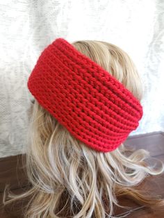 This hand knit headband is thick and cozy! Guaranteed to keep your ears warm and amp up your cuteness factor! Wear it 3 ways - with the cinch in the back, front, or to the side. Hair up or down this vibrant headband will stay - its snug but super comfortable. Stock up for the cold season now - you can't have too many fall/winter accessories. :) Check the other listings on my shop for additional color options! The yarns used are 100% Acrylic (acrylic yarn allows for great stretch, by the way!). M Adjustable Red Headband For Winter, Red Adjustable Headband For Winter, Adjustable Red Winter Headband, Hand Knit Headband, The Cinch, Headband Ear Warmer, Side Hair, Hair Up Or Down, Fort Pierce