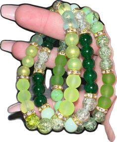 Green Jade Jewelry With 8mm Beads, Green Jade 8mm Beads Jewelry, Green Spiritual Jewelry For Party, Green Spiritual Jewelry For Parties, Green Beaded Bracelets With Spacer Beads As Gift, Green Stretch Bracelet With Colorful Beads For Party, Green Gemstone Beads Round Bracelet, Green Gemstone Beads Round Bracelets, Green Round Beads Bracelets For Party