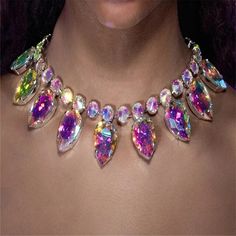 Luxury Crystal Acrylic Big Water Drop Statement Choker Necklace for Women Rhinestone Large Collar Bib Necklace Wedding Jewelry _ - AliExpress Mobile Necklace Luxury, Abs Women, Statement Choker, Statement Choker Necklace, Party Necklace, Jewelry Style, Dress Belt, Copper Material, Necklace Size