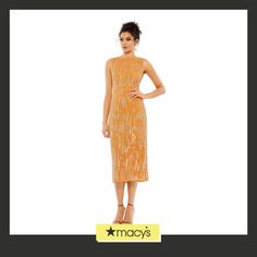 in stock Glamorous Orange Sleeveless Dress, Sleeveless Orange Evening Dress, Chic Orange Sleeveless Party Dress, Chic Orange Sleeveless Dress For Parties, Gold Sleeveless Midi Dress For Gala, Gold Sleeveless Midi Dress For Evening, Embellished Sleeveless Midi Dress For Gala, Elegant Orange Sequin Dress, Glamorous Sleeveless Gold Midi Dress