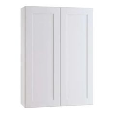 a white cabinet with two doors on the side