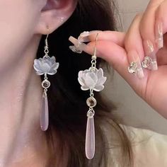 Category: Earrings Material: Alloy Fashion Element: Ruyi, Auspicious Pattern Style: Retro Ayame Sohma, Chinese Earrings, Earrings Japanese, Water Drop Earrings, Pink Water, Water Drop, Ring Bracelet, Style Retro, Chinese Style