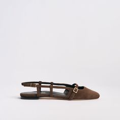 Mary Jane Slingback Flat in Chocolate Suede | A Cutting Edge Classic Sandal Platform, Slingback Flats, Classic Pumps, Platform Sandals Heels, Slingback Heel, Flat Boots, Made In Brazil, Ballet Flat, Block Heels Sandal