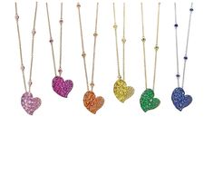 Approx. 4.70 carats Round and Oval Pink Sapphires Necklace is set in 18K Rose Gold Color stone chain included Necklace measures 18 inches in length Elegant Multicolor Heart Cut Jewelry, Elegant Multicolor Necklace With Heart Charm, Elegant Multi-stone Heart Necklace, Elegant Heart-shaped Multi-stone Necklace, Elegant Multicolor Heart Cut Necklace, Small Flower Earrings, Blue Sapphire Necklace, Diamond Necklace Set, Classic Bracelets