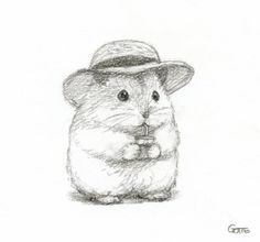 a drawing of a hamster wearing a hat