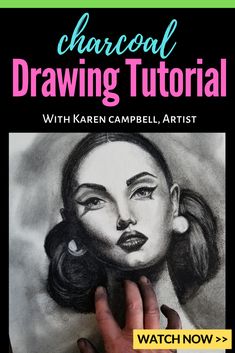 the cover of charcoal drawing book, with an image of a woman's face