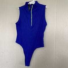 New Never Worn Women’s Bodyshirt Casual Blue Bodysuit For Swimming, Blue Bodysuit For Sports In Summer, Blue Bodysuit For Sports And Summer, Blue Summer Bodysuit For Sports, Blue Sports Bodysuit For Summer, Blue Summer Sports Bodysuit, Casual Blue Sleeveless Bodysuit, Cute Blue Sleeveless Bodysuit, Sporty Sleeveless Blue Bodysuit