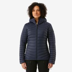 Forclaz Women's MT100 Hooded Down Puffer Jacket Midweight Down Hooded Puffer Jacket, Decathlon Winter Jacket, Nylon Moisture-wicking Hooded Jacket For Outdoor, Outdoor Solid Puffer Jacket With Double-lined Hood, Backpack Outfit, Mountain Sports, Nylon Puffer Jacket With Double-lined Hood, Standardized Testing, Spin Cycle