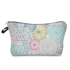 an image of a cosmetic bag with flowers on the front and back side, in multicolor