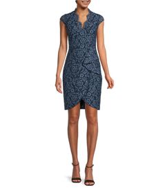 Shop for Vince Camuto Cap Sleeve Wrap Lace V-Neck Sheath Dress at Dillard's. Visit Dillard's to find clothing, accessories, shoes, cosmetics & more. The Style of Your Life. Older Women Dresses, Rehearsal Dinner Dresses, Vince Camuto Dress, Dresses To Wear To A Wedding, Dillard's, Designer Wear, Fast Fashion, Cocktail Dress Party, Cocktail Dresses