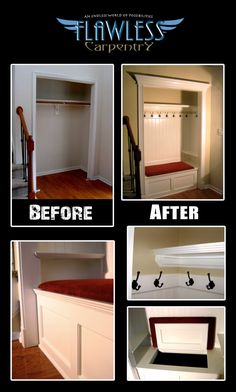 the before and after pictures of a built - in closet for a homeowner