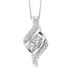 This lovely drop pendant is crafted from 14K White Gold and features two round center diamonds weighing approximately 0.50 CTW Three Stone Round Diamond Necklace, Fine Jewelry Three Stone Teardrop, Silver Diamond Three Stone Necklace, Three Stone Diamond Jewelry In White Gold, Elegant Three Stone Teardrop Jewelry, Elegant Teardrop Three Stone Jewelry, Elegant Teardrop Three-stone Jewelry, Formal Three Stone Diamond Necklace, Elegant Diamond White Three Stone Necklace