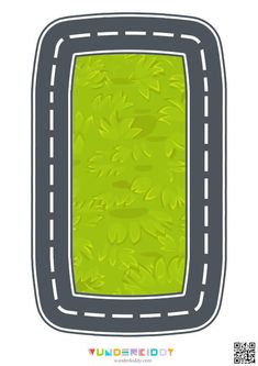 an image of a road with grass and trees in the shape of a rectangle