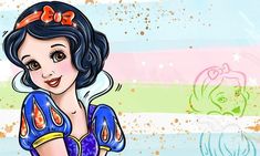 a drawing of snow white from disney's frozen princesses is featured in this image