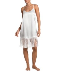 In Bloom by Jonquil Fringe Trim Chemise Chic Spring Chemise, Elegant Spring Chemise For Daywear, Elegant Summer Sleep Chemise, Chic Summer Chemise For Daywear, White Spring Sleep Chemise, Spring Sleepwear White Chemise, Elegant White Chemise For Daywear, Elegant White Daywear Chemise, Elegant Fitted Chemise For Spring