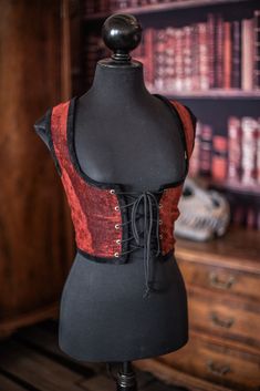 Red Velvet Corset Bodice, Tapestry Fabric Victorian Gothic Corset Vest, Dark Academia Circus Pirate Costume Cottagecore Style Corset Vest - Etsy Vest Dark Academia, Style Corset, Velvet Corset, Corset Vest, Red Corset, Gothic Corset, Red Vest, Cottagecore Style, Corset Bodice