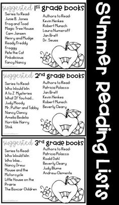 three grade reading logs with text and pictures