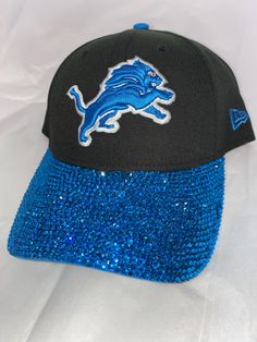 Detroit Lions rhinestone hat - Snap back Adjustable Black Hats With Rhinestones, Adjustable Black Hat With Rhinestones, Black Adjustable Embellished Hats, Rhinestone Hat, Womens Sports, Snap Back, Detroit Lions, Snap Backs, Adjustable Hat