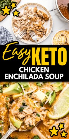 easy keto chicken enchilada soup with broccoli and avocado