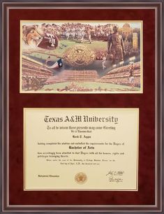 a diploma certificate with an image of a horse and rider in the middle of it